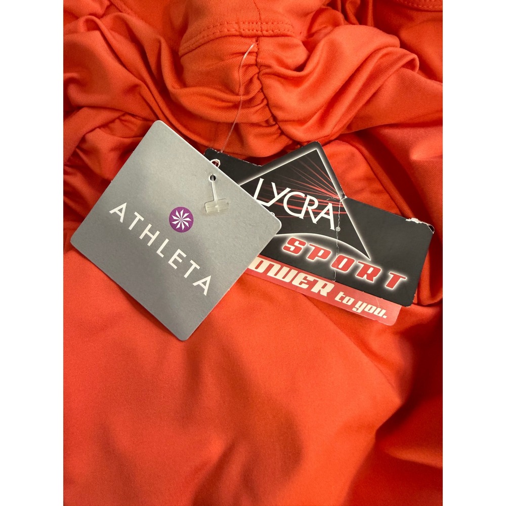 Athleta Orange Ruched Crossover Active Dress Women's Med Lycra Sport Athleisure - Picture 6 of 8